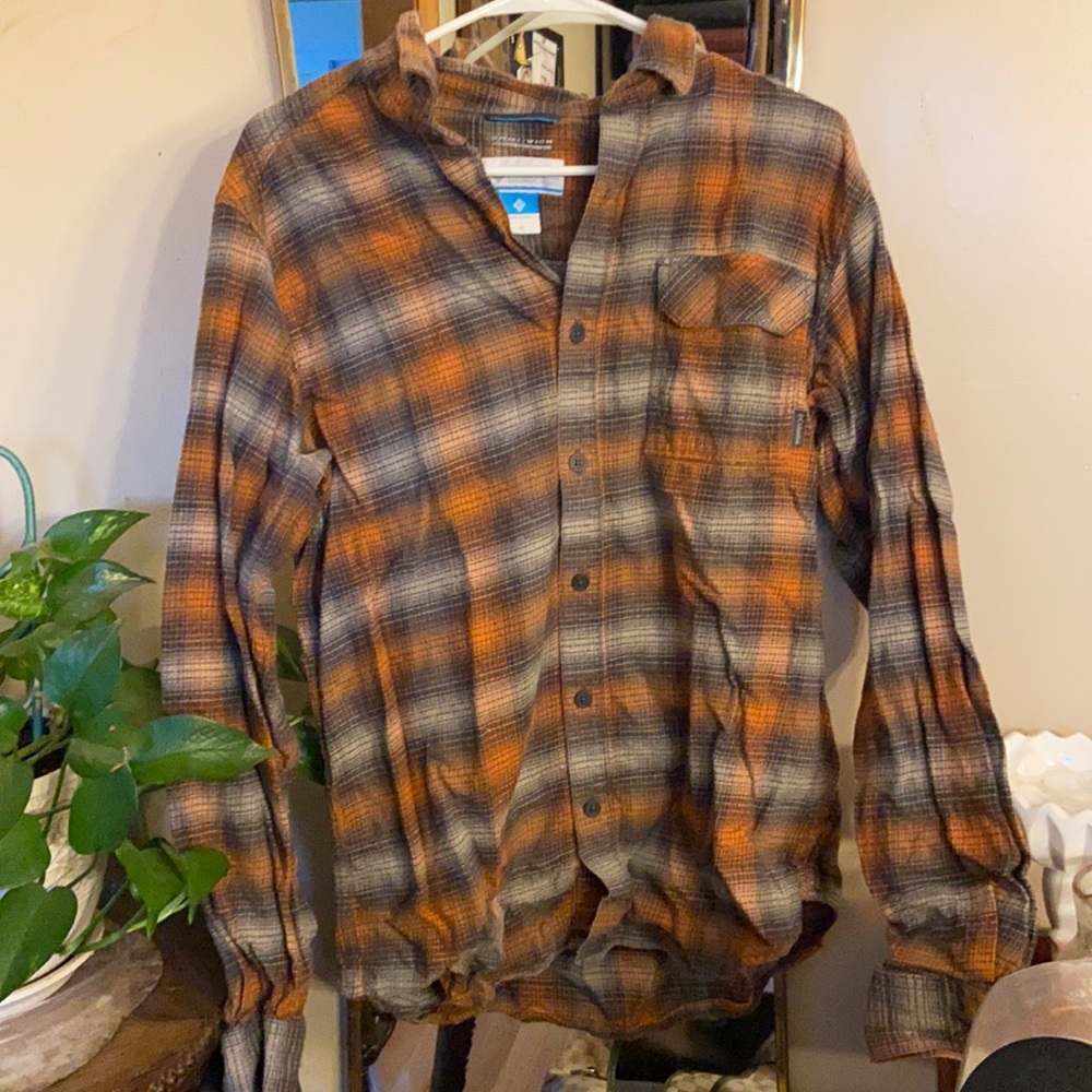 Columbia Orange/Gray Button Flannel - Medium